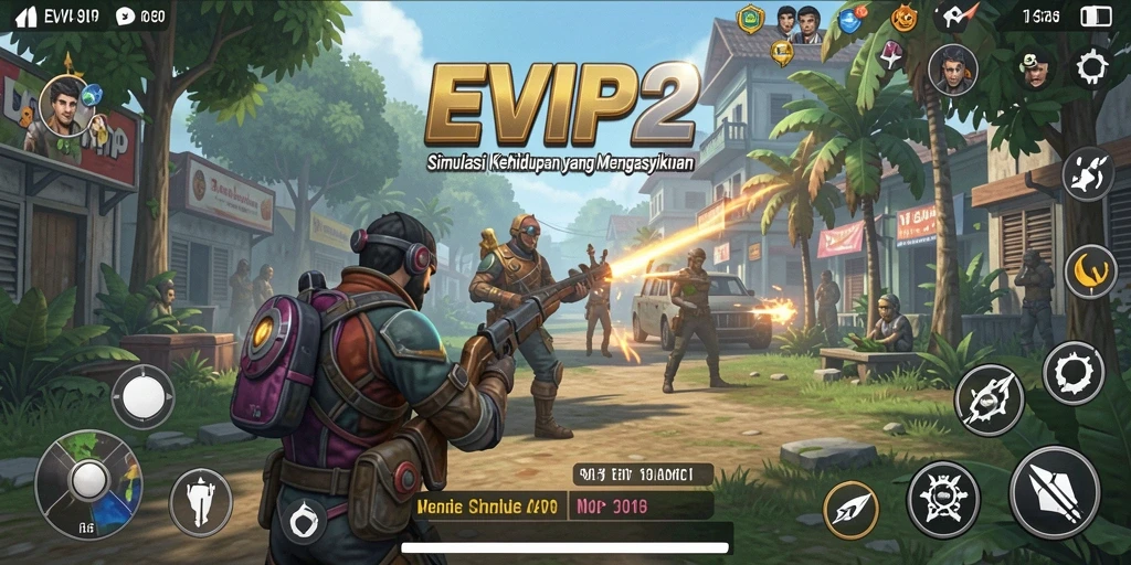 Screenshot utama EVIP2 menampilkan gameplay simulasi yang mendebarkan dan interaktif.