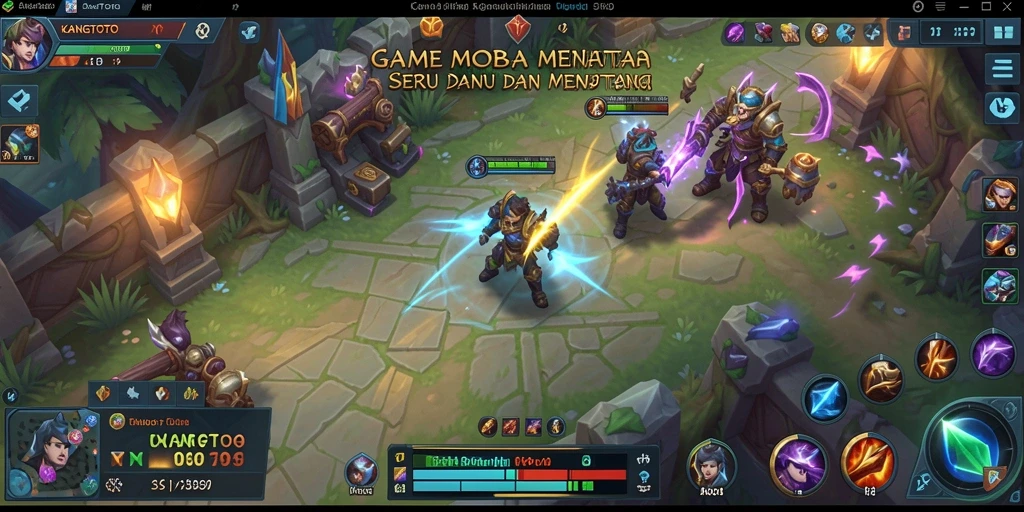 Gameplay MOBA KANGTOTO yang menegangkan dan penuh strategi.