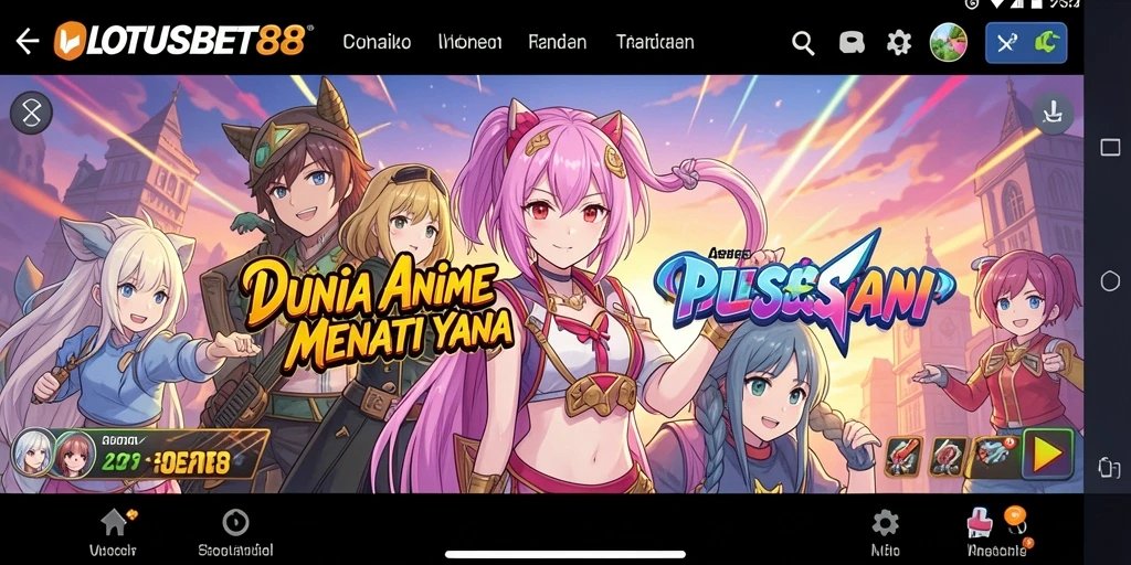 Tampilan memukau dari gameplay LOTUSBET88 yang menggambarkan karakter Anime.