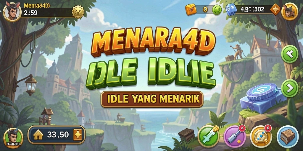 Tangkapan layar MENARA4D dengan gameplay yang menarik dan menara megah.